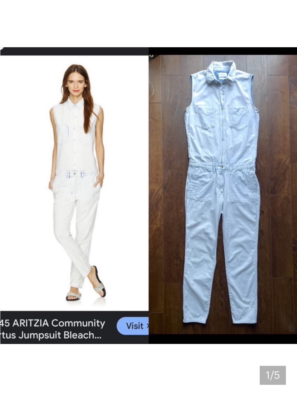 Aritzia Commmunity Soft Bleached Denim Jumpsuit. Pockets. Small.